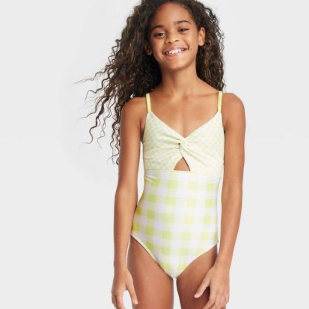 Girls' Gingham Check One Piece Swimsuit - Cat & Jack™ Green